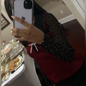 H&M Burgundy Camisole with Bow Detail